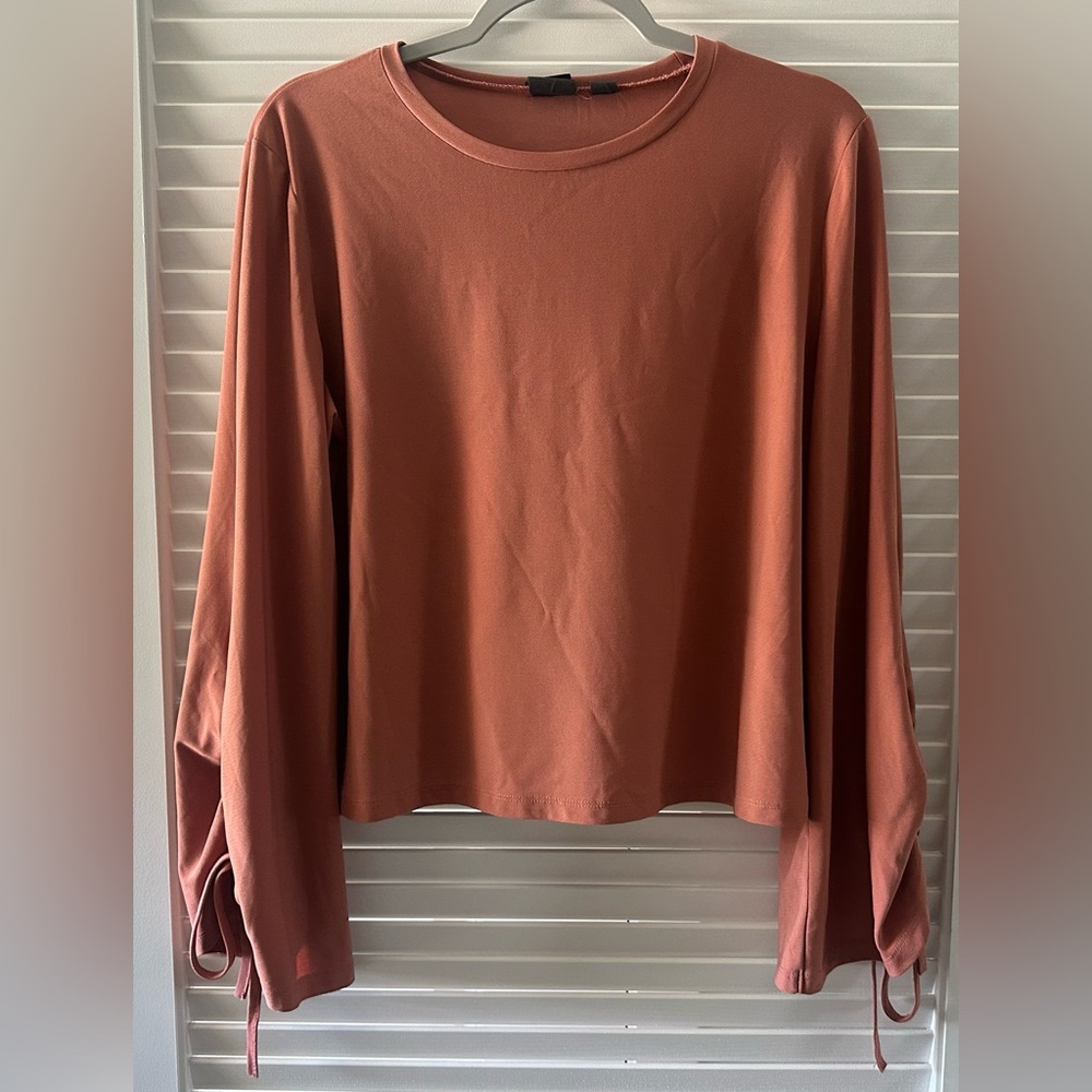 Free Press Dark Coral/Burnt Orangish Long Sleeve Flowy Top SIZE S